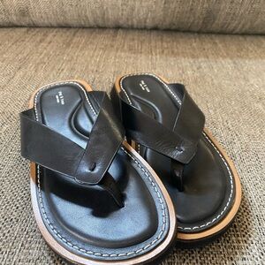 rag & bone Black Leather Sandals with Brown Sole